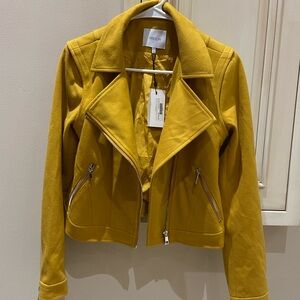 BNWT Greylin Honeycomb Mustard Yellow moto wool Jacket